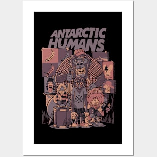 Antarctic Humans Black Posters and Art